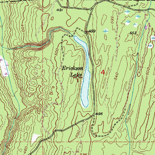 Topographic Map of Erickson Lake, WA