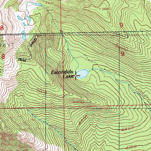 Topographic Map of Escondido Lake, WA