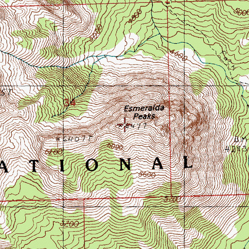 Topographic Map of Esmeralda Peaks, WA