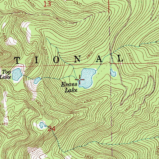 Topographic Map of Evans Lake, WA