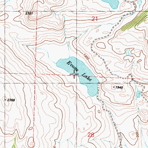 Topographic Map of Evans Lake, WA