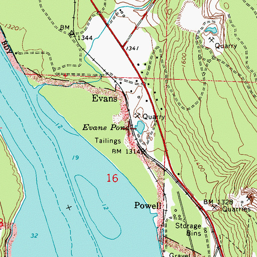 Topographic Map of Evans Pond, WA
