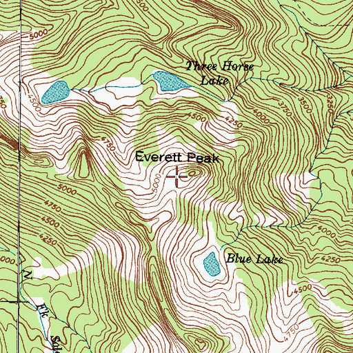 Topographic Map of Everett Peak, WA