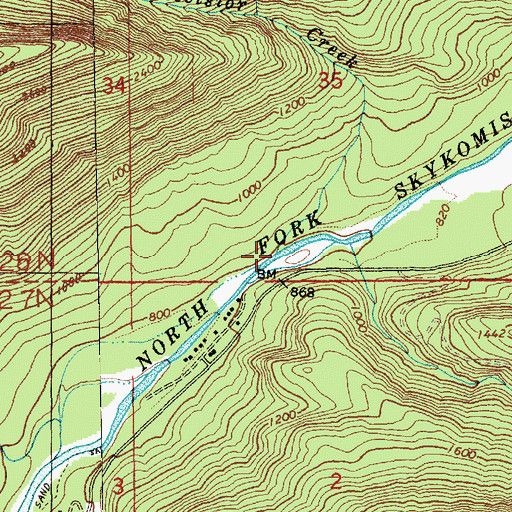 Topographic Map of Excelsior Creek, WA
