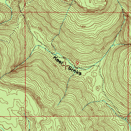 Topographic Map of Keel Sinks, AL