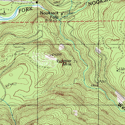 Topographic Map of Excelsior Mine, WA