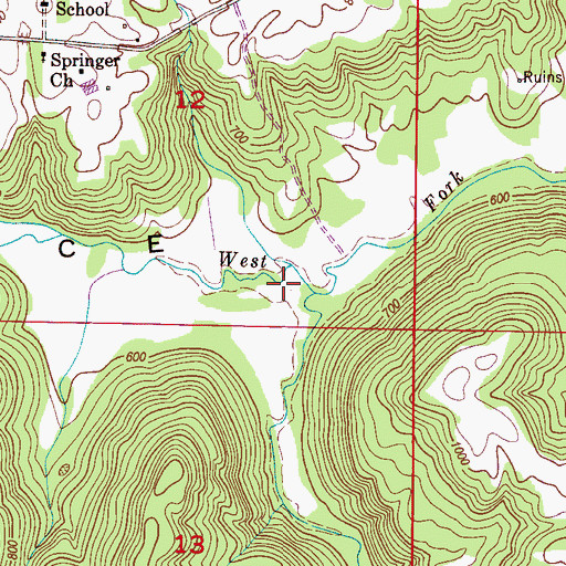 Topographic Map of Keller Creek, AL