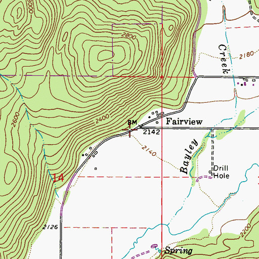 Topographic Map of Fairview, WA