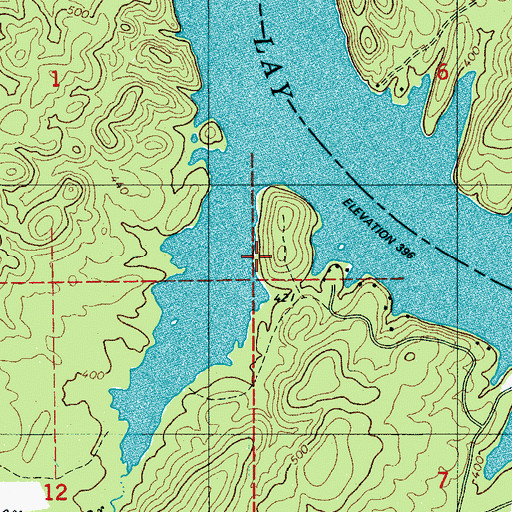 Topographic Map of Kelley Branch, AL