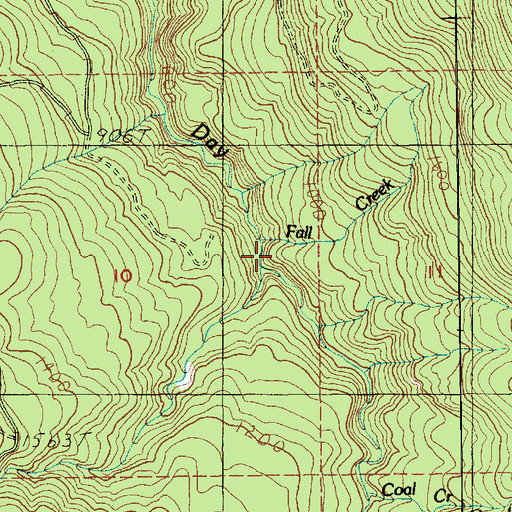 Topographic Map of Fall Creek, WA