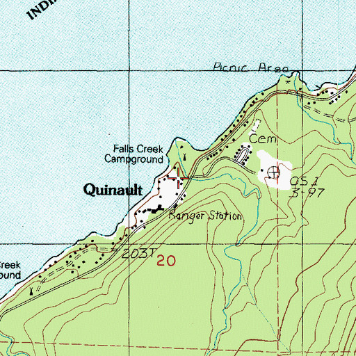 Topographic Map of Falls Creek, WA