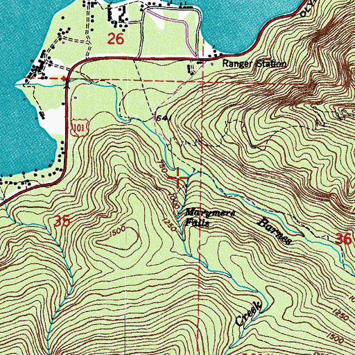 Topographic Map of Falls Creek, WA