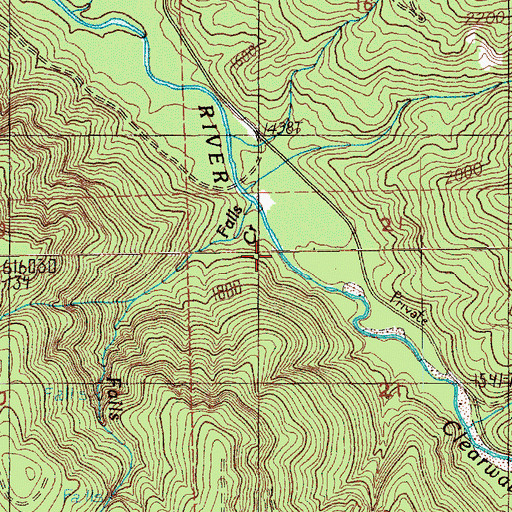 Topographic Map of Falls Creek, WA