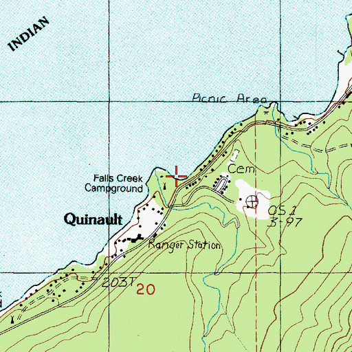 Topographic Map of Falls Creek Forest Camp, WA
