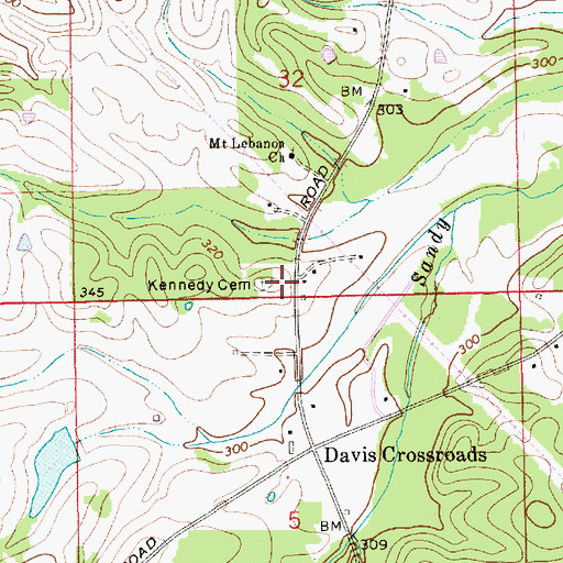 Topographic Map of Kennedy Cemetery, AL