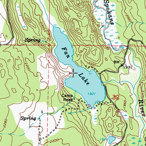 Topographic Map of Fan Lake, WA