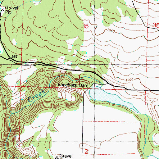 Topographic Map of Fanchers Dam, WA