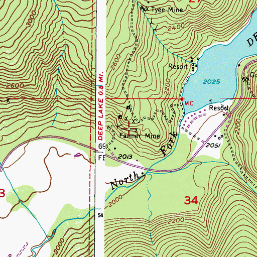 Topographic Map of Farmer Mine, WA