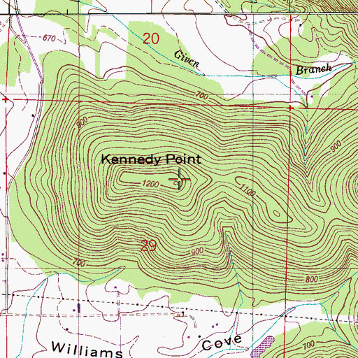 Topographic Map of Kennedy Point, AL
