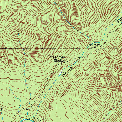 Topographic Map of Fifteenmile Shelter, WA