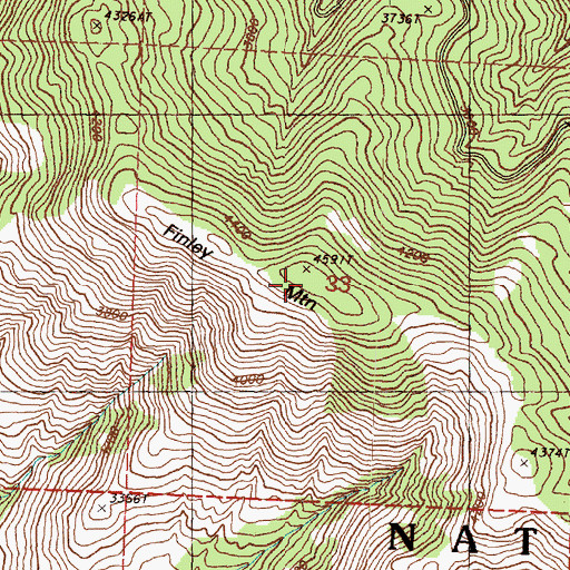 Topographic Map of Finley Mountain, WA