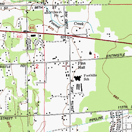 Topographic Map of Finnish Hall, WA