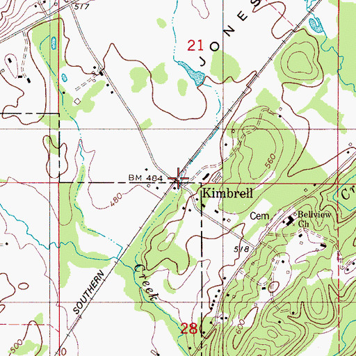 Topographic Map of Kimbrell, AL