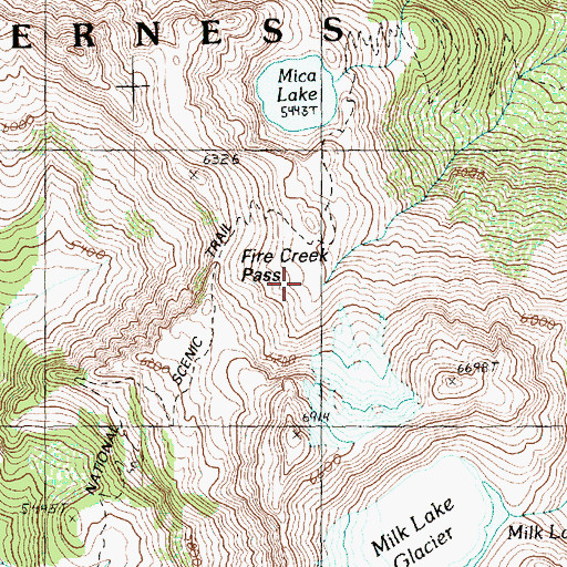 Topographic Map of Fire Creek Pass, WA