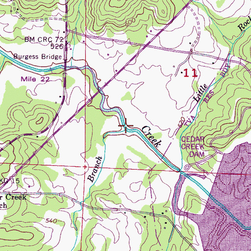 Topographic Map of Kimmons Branch, AL