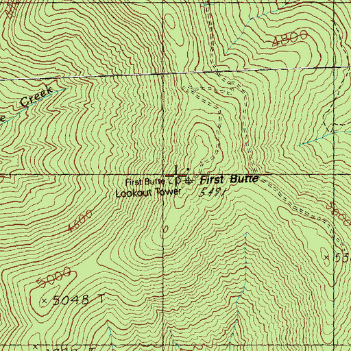 Topographic Map of First Butte, WA