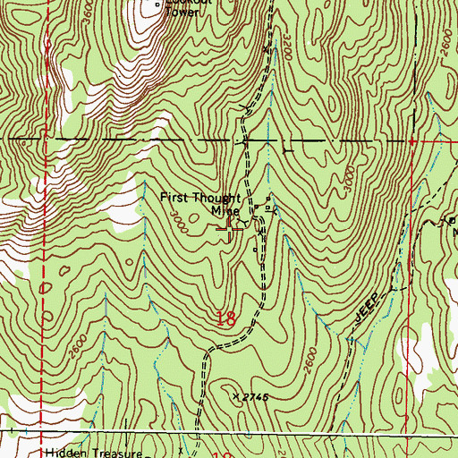 Topographic Map of First Thought Mine, WA