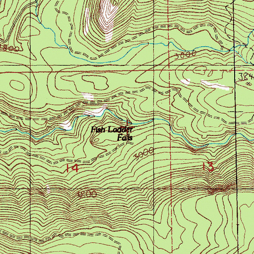 Topographic Map of Fish Ladder Falls, WA