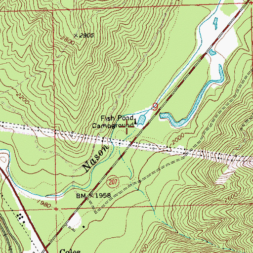 Topographic Map of Fish Pond Campground, WA