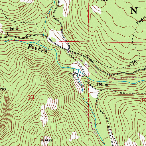 Topographic Map of Fisher Creek, WA