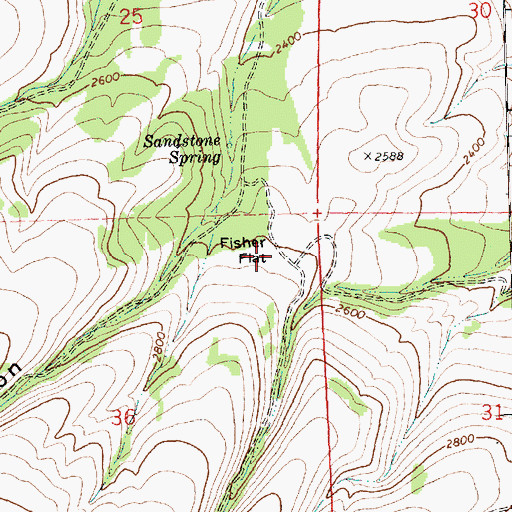 Topographic Map of Fisher Flat, WA