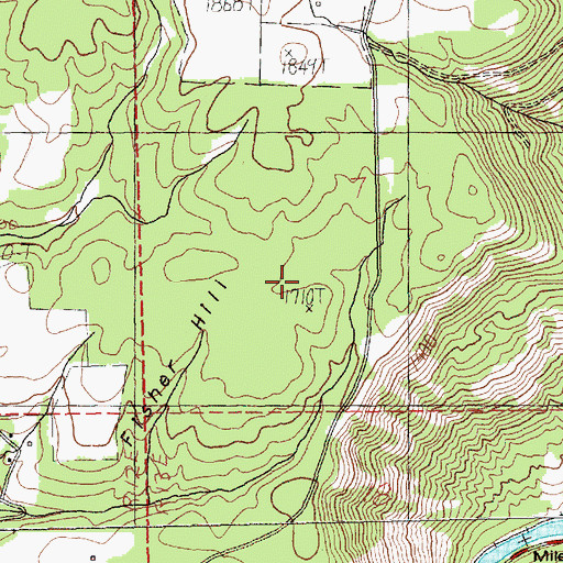 Topographic Map of Fisher Hill, WA
