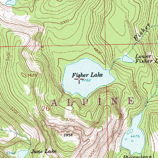 Topographic Map of Fisher Lake, WA