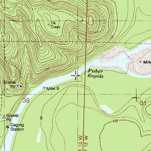 Topographic Map of Fisher Rapids, WA