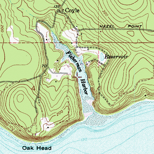 Topographic Map of Fisherman Harbor, WA