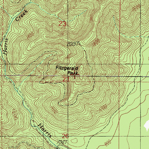 Topographic Map of Fitzgerald Peak, WA