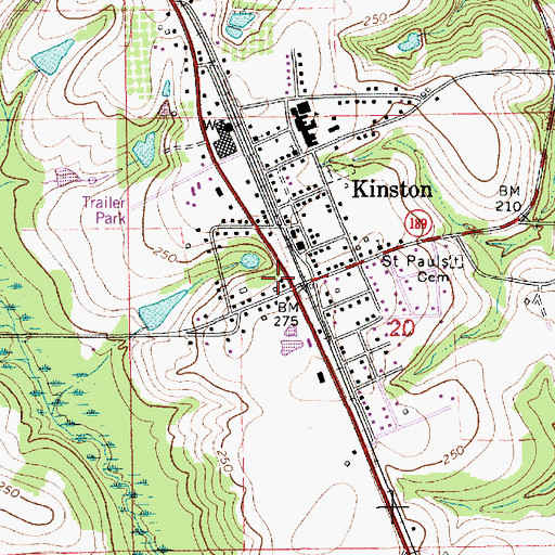 Topographic Map of Kinston, AL