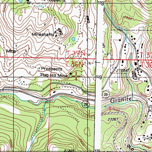 Topographic Map of Flag Hill Mine, WA