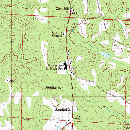 Topographic Map of Kinterbish Junior High School, AL