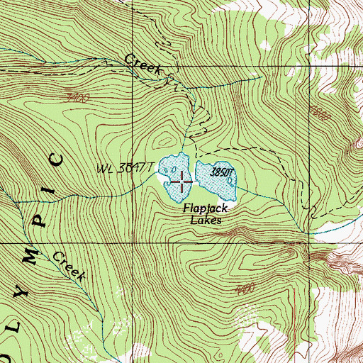 Topographic Map of Flapjack Lakes, WA