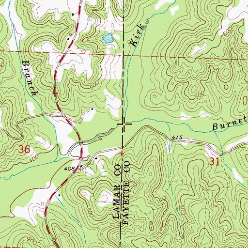 Topographic Map of Kirk Branch, AL