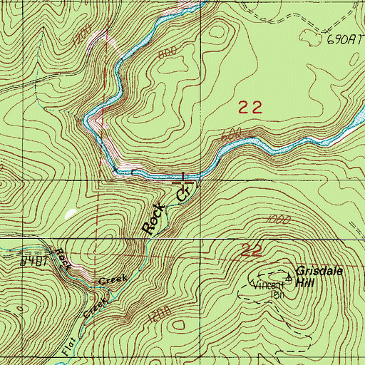 Topographic Map of Rock Creek, WA