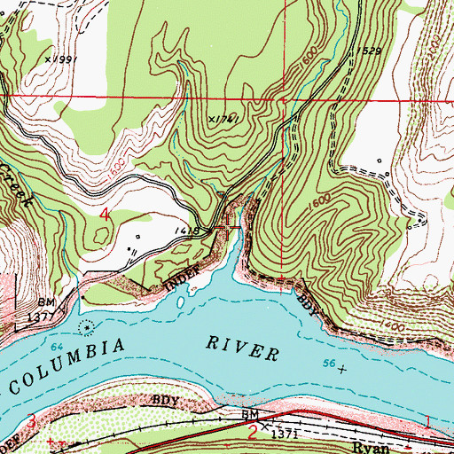 Topographic Map of Flat Creek, WA