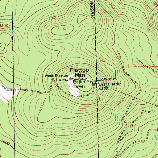 Topographic Map of Flattop Mountain, WA