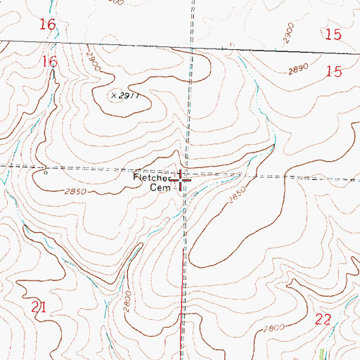 Topographic Map of Fletcher Cemetery, WA