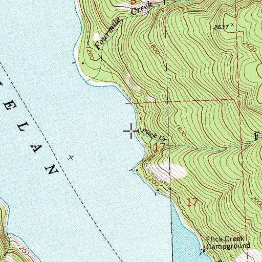 Topographic Map of Flick Creek, WA